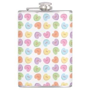 Colourful Valentine Candy Hearts Paper Coaster Mu Hip Flask