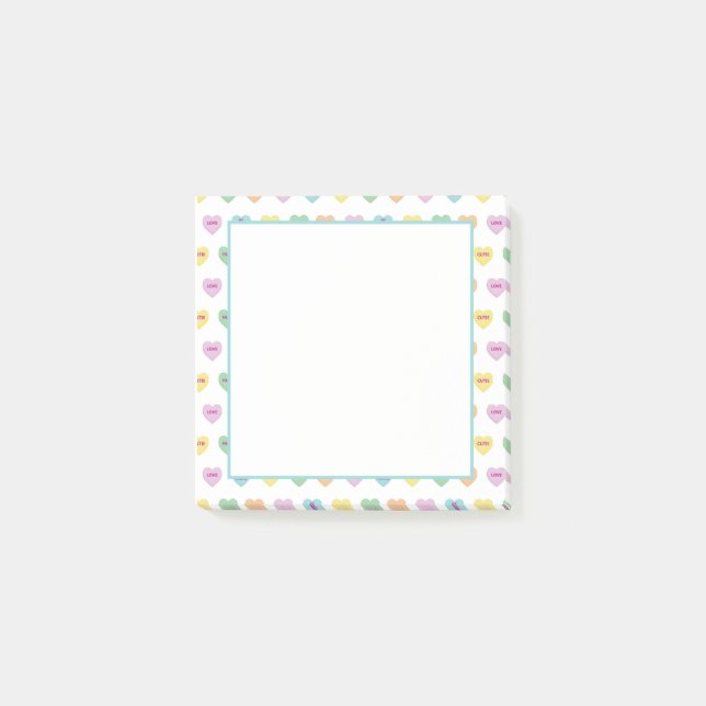 Colourful Valentine Conversation Hearts Post-it Notes (Front)