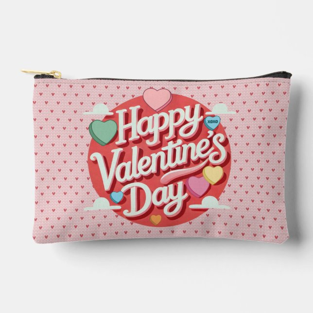 Colourful Valentine's day heart  Accessory Pouch (Front)