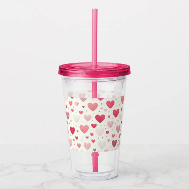 Colourful Valentine's day heart Acrylic Tumbler (Front)