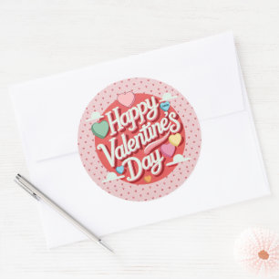 Colourful Valentine's day heart Classic Round Sticker
