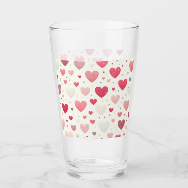 Colourful Valentine's day heart Glass (Front)