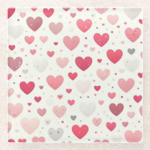 Colourful Valentine's day heart Glass Coaster