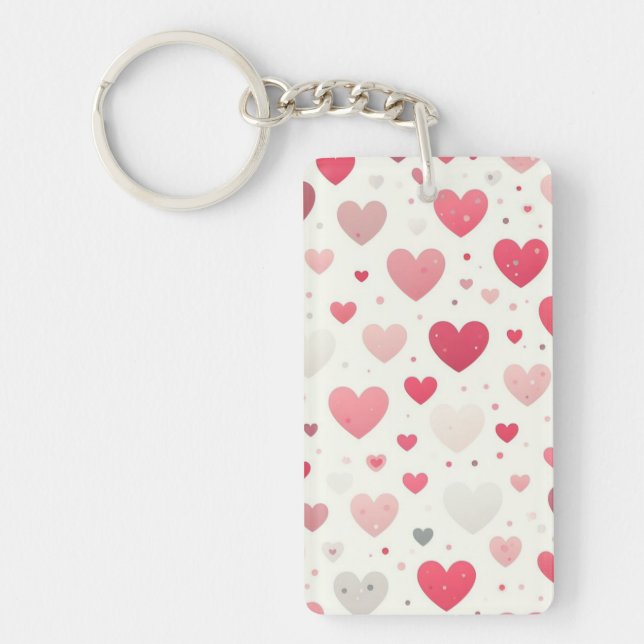 Colourful Valentine's day heart Key Ring (Front)