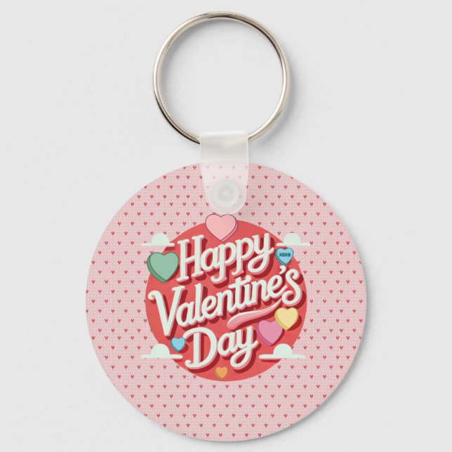 Colourful Valentine's day heart  Key Ring (Front)