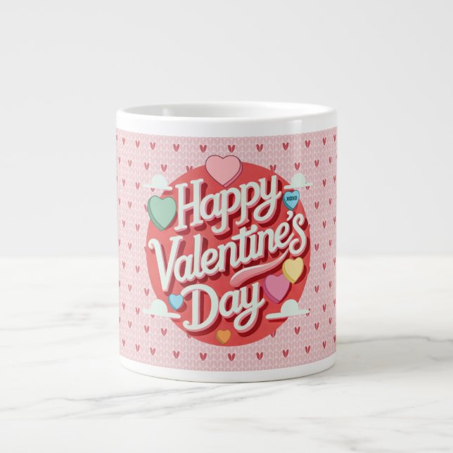 Colourful Valentine's day heart  Large Coffee Mug (Front)