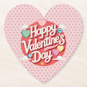 Colourful Valentine's day heart Paper Coaster