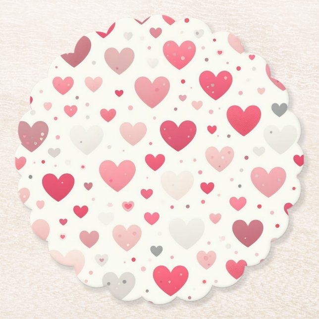 Colourful Valentine's day heart Paper Coaster (Front)