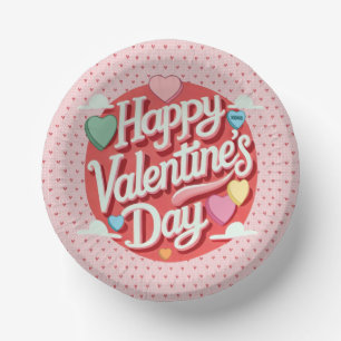 Colourful Valentine's day heart  Paper Plate