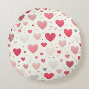 Colourful Valentine's day heart Round Cushion