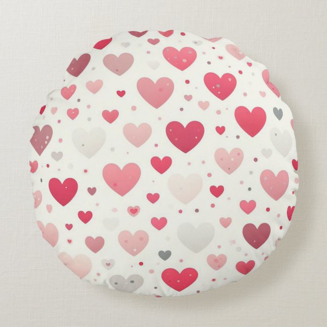 Colourful Valentine's day heart Round Cushion (Front)