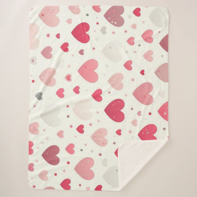 Colourful Valentine's day heart Sherpa Blanket (Front)