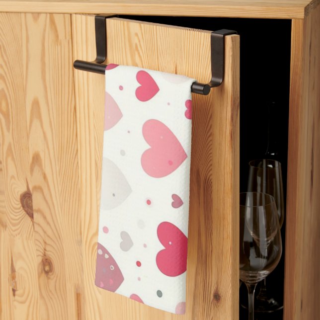 Colourful Valentine's day heart Tea Towel (Thirds Fold)