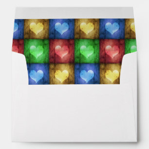 Colourful Valentine's Day Rustic Hearts Envelope