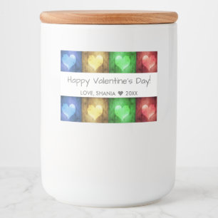 Colourful Valentine's Day Rustic Hearts Food Label