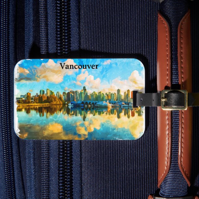 Colourful Vancouver Canada Panorama View Luggage Tag (Front Insitu 4)