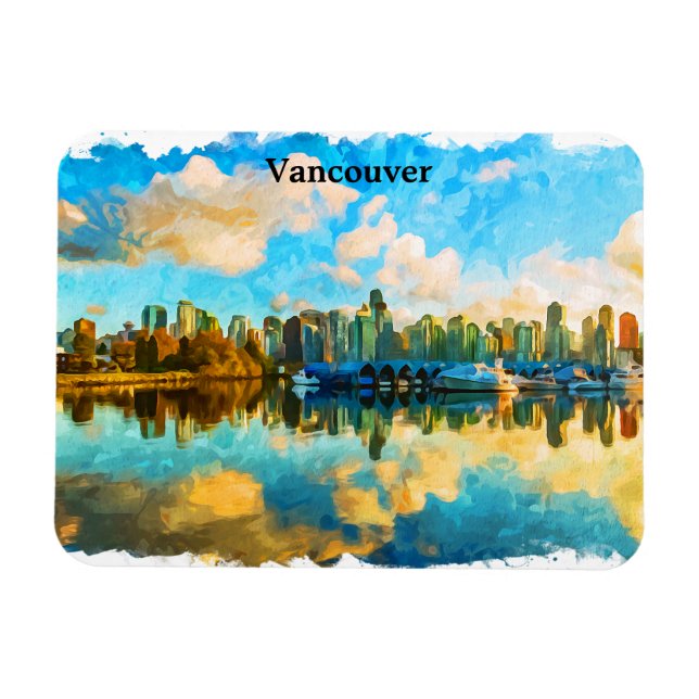 Colourful Vancouver Canada Panorama View Magnet (Horizontal)
