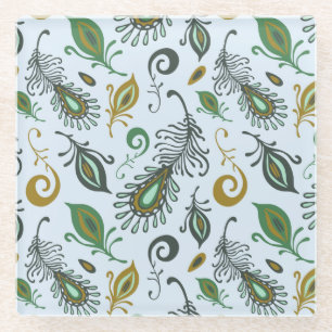 Colourful Various Feathers Glass Coaster