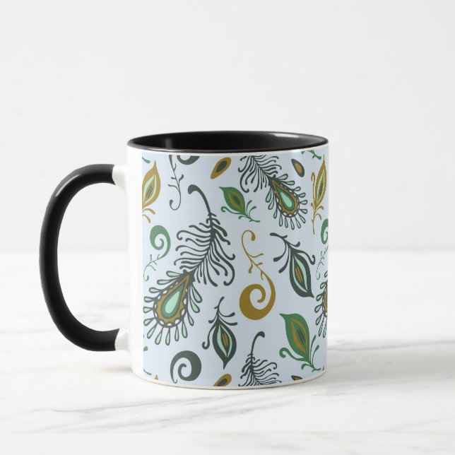 Colourful Various Feathers Mug (Left)