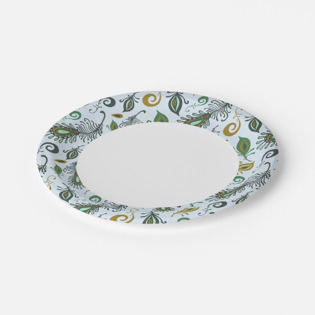 Colourful Various Feathers Paper Plate (Angled)