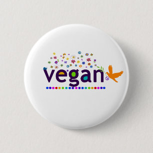 Colourful Vegan 6 Cm Round Badge