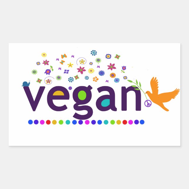 Colourful Vegan Rectangular Sticker (Front)