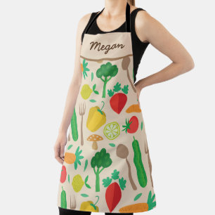 Colourful Vegetable Food Custom Name Apron