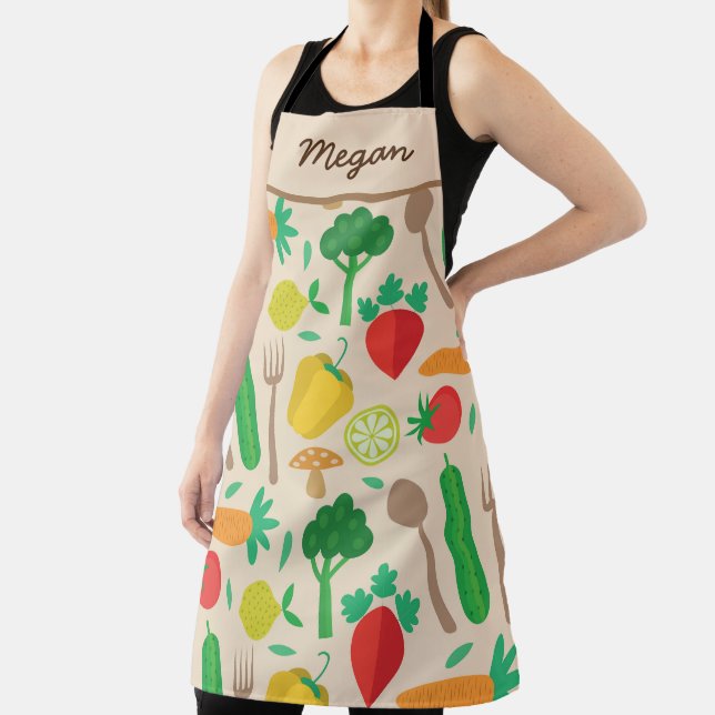 Colourful Vegetable Food Custom Name  Apron (Insitu)