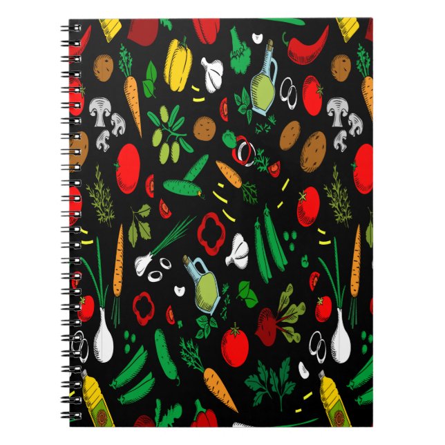 Colourful Vegetable Icons Notebook (Front)