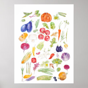 colourful vegetable ink and watercolor collection  poster