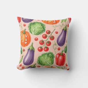 Colourful Vegetable Pattern Illustration Cushion