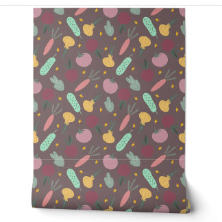 colourful vegetable pattern wallpaper