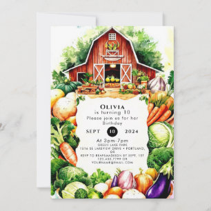 Colourful Vegetables Farmers Market Birthday Invitation