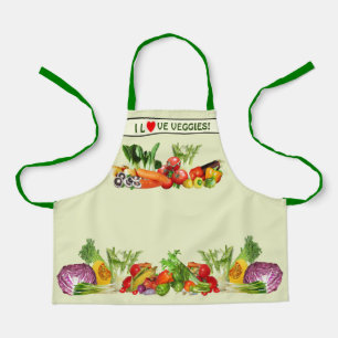 Colourful Vegetables I Love Vegetable Custom text Apron