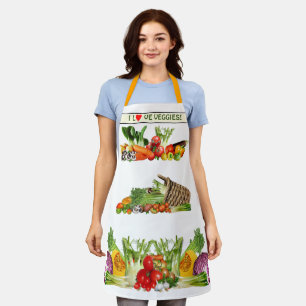 Colourful Vegetables I Love Veggies Custom text Apron