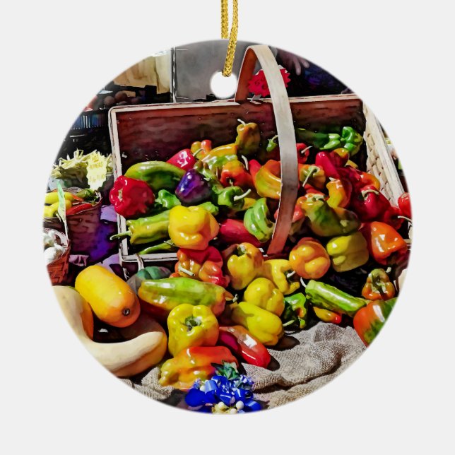 Colourful Vegetables in a Farmer's Market Ceramic Ornament (Front)
