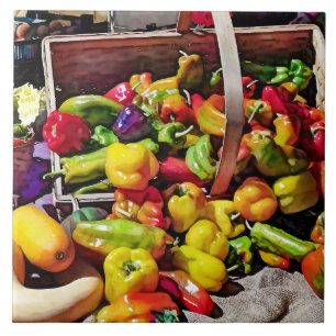 Colourful Vegetables in a Farmer's Market Ceramic Tile