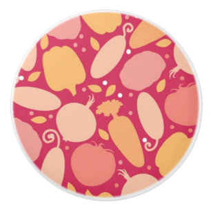 Colourful vegetables pattern ceramic knob