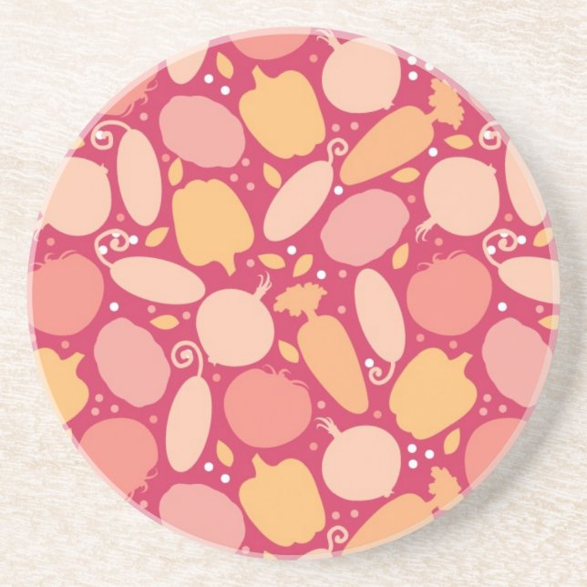 Colourful vegetables pattern coaster (Front)