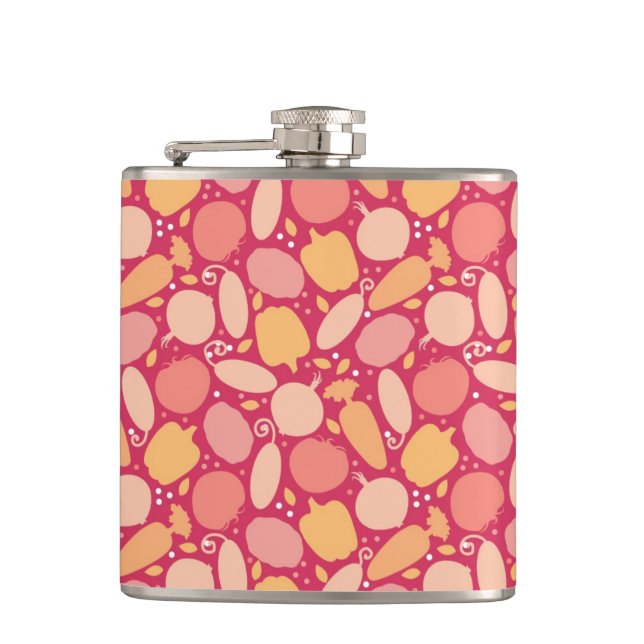 Colourful vegetables pattern hip flask (Front)
