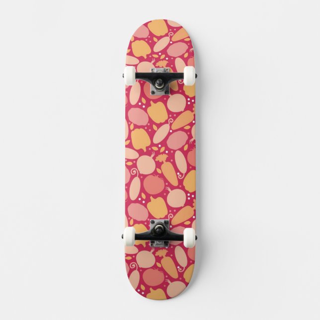 Colourful vegetables pattern skateboard (Front)