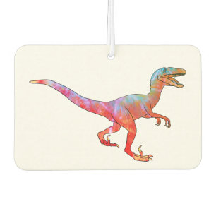 Colourful Velociraptor Psychedelic Dinosaur Art Car Air Freshener