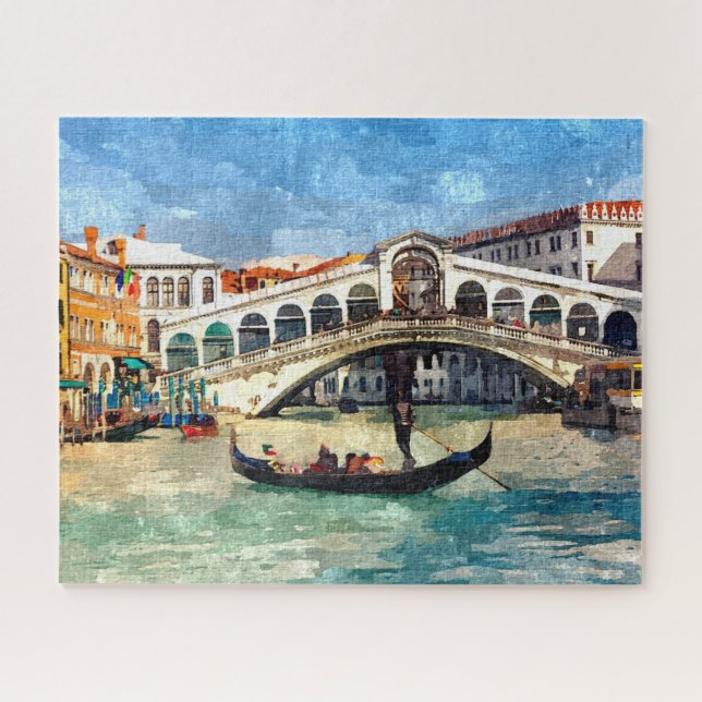 Colourful Venice Canal Grande Aquarelle Painting Jigsaw Puzzle (Horizontal)
