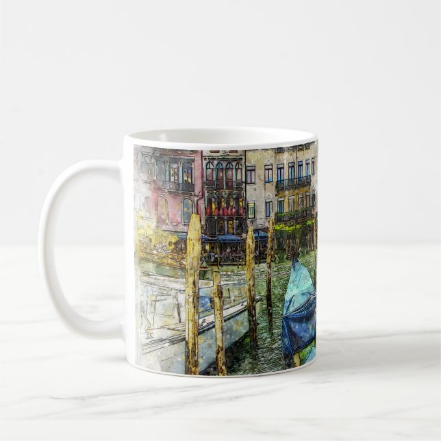 Colourful Venice Italy Gondola Painting Scene Coffee Mug (Left)