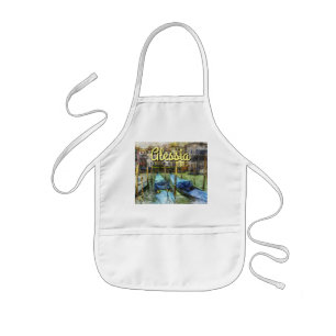 Colourful Venice Italy Gondola Painting Scene Kids Apron
