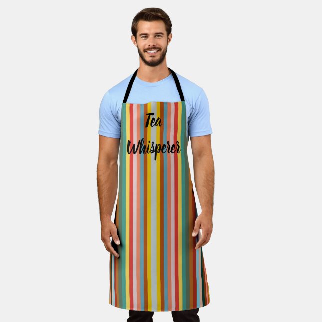 Colourful Vertical Retro Stripes  Apron (Worn)