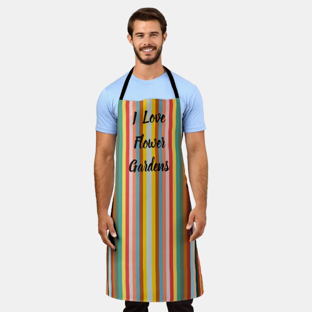 Colourful Vertical Retro Stripes  Apron (Worn)