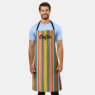 Colourful Vertical Retro Stripes Apron