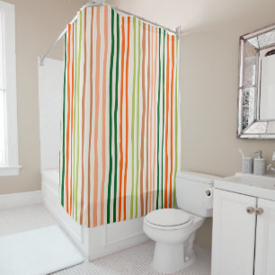 Colourful vertical Retro Stripes Shower Curtain