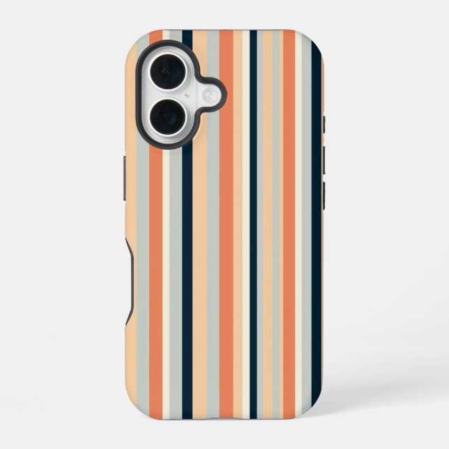 Colourful Vertical Stripe Patterned iPhone 16 Case (Back)
